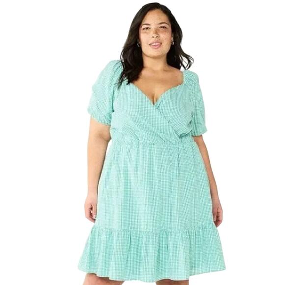 NWT DRAPER JAMES Green Gingham Dress 3X - Picture 1 of 5